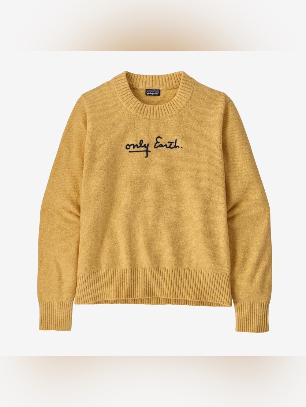 Patagonia® Recycled Wool-Blend Crewneck Sweater Embroidered Beeswax Tan NWT!